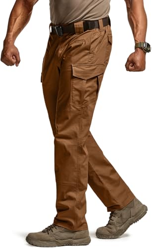 Image of CQR Men's Flex Ripstop Tactical Pants, Water Resistant Stretch Cargo Pants, Lightweight EDC Hiking Work Pants