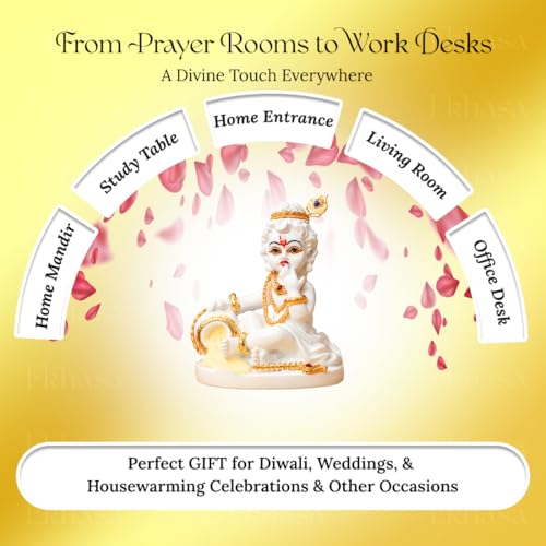 Image of Ekhasa Bal Gopal Murti (8.5 cm) | Laddu Gopal Murti for Pooja Room | Resin Baby Krishna Idol for Home | Bal Krishna Idol | Sri Krishna Idols Gift | Makan Chor Idol