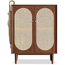 Shoe Cabinet for Entryway Solid Wood Rattan Shoe Cabinet Home Door Storage Locker Multi-Layer Storage Shoe Rack Against The Wall Porch Cabinet Shoe Storage Cabinet B 80Cm
