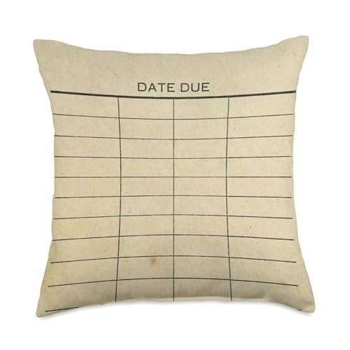 Library Due Date Cards Blank Return Librarian Vintage Throw Pillow
