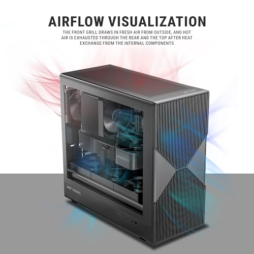Image of Ant Esports Titan FE Mid-Tower Computer Case /Gaming Cabinet - Black | Support ATX, M-ATX & Mini-ITX | Pre-Installed 4 Black Fans
