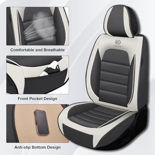Image of Car Seat Covers for Chevy Chevrolet Trax 2024-2025, Nappa Leather Car Seat Cover Waterproof Seat Protectors Greathable Cushions (Gray White,5 Seats Standard)