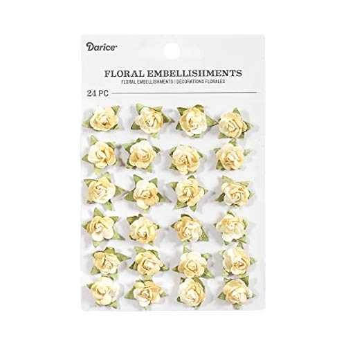 Darice Yellow, Mini Roses Floral Embellishment, 0.75 In, 24 Pack #TOP22