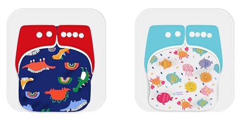 Image of Ambaby Organic Cotton Cloth Diapers - Pack of 4 | Leak-Proof & Reusable | 250ml Absorption | 2 Covers 2 Inserts 2 Boosters | Rash-Free Quick Dry