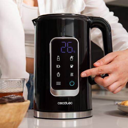 Cecotec Thermosense 500 Touch Wasserkocher 1,7L, 2200W, Edelstahl innen, 5 Temperaturstufen 40-100°C, Touchscreen, 360° Basis, Cool Touch… – Ansicht 3
