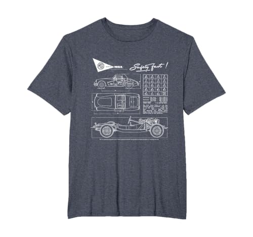 BMH MG MGA Retro Sports Car Technical Drawing T-Shirt, Men's Big and Tall, Heather Blue, 3X Tall
