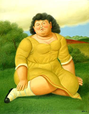 Orjdjz Wxkbl Woman in a Landscape by Fernando Botero Canvas Poster Vintage Wall Art Painting Fernando Botero Prints for Home Picture Decor 40x65cmx1 Frameless