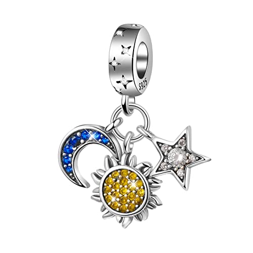 Sun Star Moon Charm 925 Sterling Silver Charms for Bracelets Necklaces Valentine's Day Gift Birthday Gift