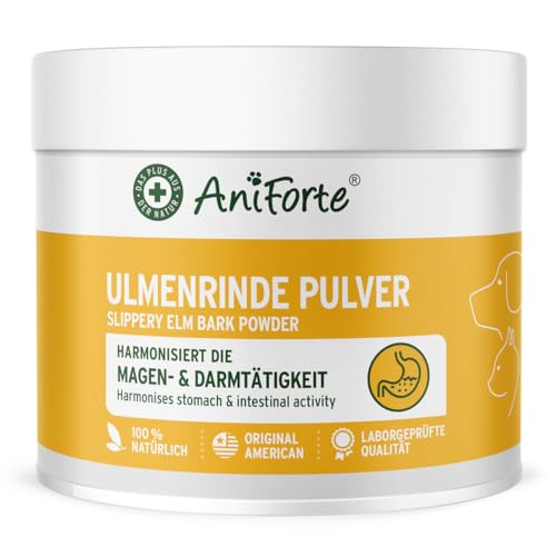 AniForte Ulmenrinde Pulver Hunde & Katzen 100g bei Sodbrennen & viel Magensäure Durchfall & Erbrechen Magenschutz & Darmflora aufbauen Magen-Darm-Kur amerikanische Rot-Ulmenrinde Slippery Elm