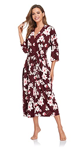 Women's Soft Robes Long Bath Robes Full Length Kimonos Sleepwear Dressing Gown,Solid Color