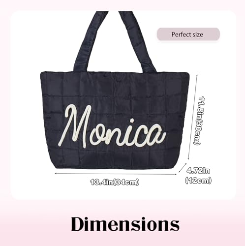 Van Fan & Shi Personalized Puffer Travel Tote Bags for Women, Custom Embroidered Quilted Purse with Name 6
