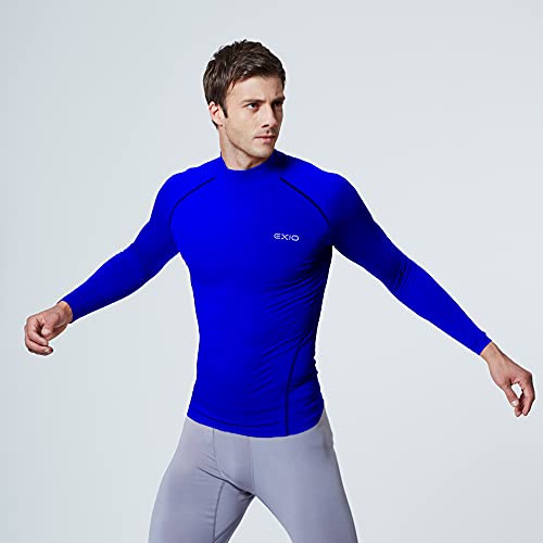 Exio Mens Mock Compression Baselayer Top Cool Dry Long-Sleeve Shirt Ex-T02 (Xx-Large, Ext02-Bll) #TOP4