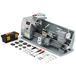 CREWORKS 750W Tornio per Metallo 210 x 400 MM Tornio da Banco per Metalli a Velocità Variabile 50-2500RPM con Mandrino a 3 Griffe LCD Display per Filettatura Tornitura Taglio Foratura