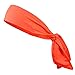 Kenz Laurenz Headbands Tie on Headband for Women Men Running Athletic Hair Head Band Elastic Sports, Basketball, Stetchy Yoga Workout Sweatbands Adjustable Non-Slip Moisture Wicking (Neon Orange)