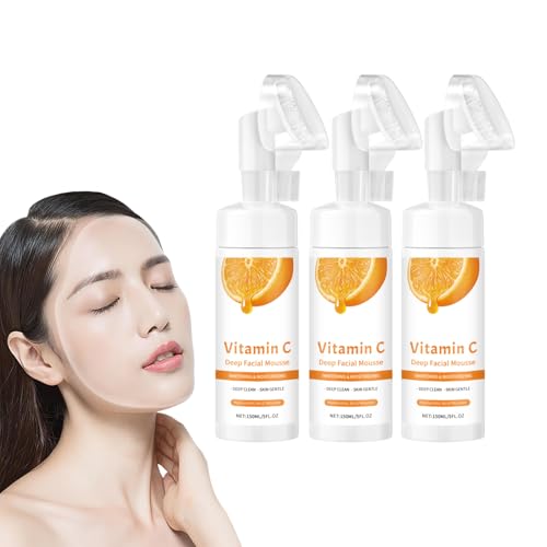Image of Vitamin C Foaming Face Cleanser with Coconut Water & Aloe Vera - Brightening Facial Wash for All Skin Types, Gently Cleanses Dirt & Makeup, Improves Uneven Skin Tone Appearance, 150ml (3 Bottles)