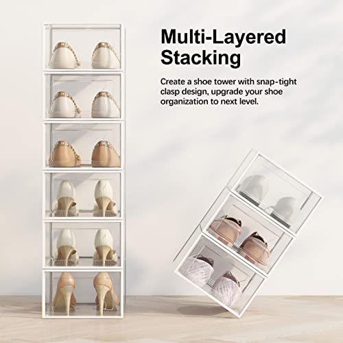 Image of SEE SRPING XX-Large Shoe Storage Box Fit Size 14, Clear Plastic Stackable Shoe Organizer for Closet, Shoe Rack Sneaker Containers Bins Holders, Drawer Organize Unit, 12 Pack Clear