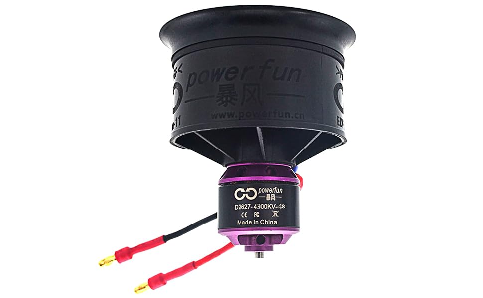 Powerfun EDF 50mm 11 Blades Ducted Fan with RC Brushless Motor 4300KV Balance Tested for EDF 4S RC Jet Airplane