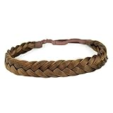 BOBIYA 2 Stränge synthetische haar flocht stirnband klassische chunky geflochtene zöpfe elastic stretch toupet für frauen-mädchen-schönheits-zusatz (mittel braun)