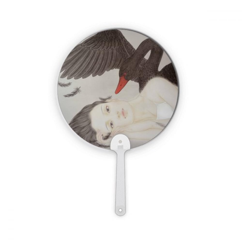 Aquarelle ronde cygne noir en plastique pour déco style chinois