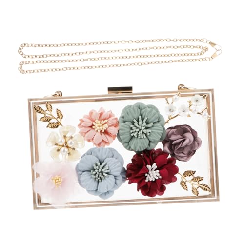 Paquet main élégant compact motif floral 3d pour soirée et fête