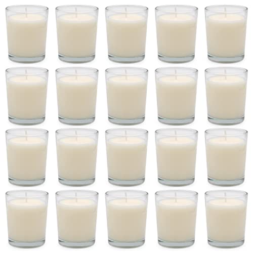 20 Packs White Votive Candles with Clear Glass Holder, 1.8 Oz Unscented Soy Wax Candle for Home Decoration, Candle Gifts for Christmas Thanksgiving Halloween