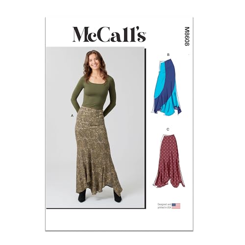 McCall\'s M8608K5 Misses\' Fitted Ankle Length Asymmetric Skirt Sewing Pattern Packet, Design Code M8608, Sizes 8-10-12-14-16