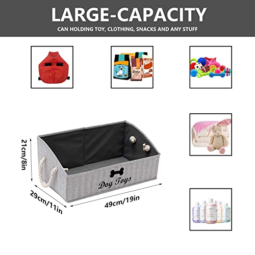 Morezi Large dog toy bin puppy shallow toy baskets dog toy storage perfect for living room playroom closet home organization - Stripe - Thumbnail 3