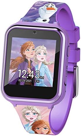 Accutime Kids Disney Frozen Anna Elsa Purple Educational Touchscreen Smart Watch Toy for Girls, Boys, Toddlers - Selfie Cam, Learning Games, Alarm, Calculator, Pedometer & More (Model: FZN4672AZ)