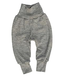 Engel Naturtextilien 703501-23 Bio Ã–ko Baby Hose breiter Bund Wolle Seide, Hellgrau Melange, Gr. 74/80