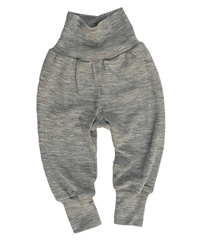 Engel Naturtextilien 703501-23 Bio Öko Baby Hose breiter Bund Wolle Seide, Hellgrau Melange, Gr. 50/56