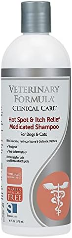 Veterinary Formula Clinical Care Hot Spot & Itch Relief Medicated Shampoo for Dogs and Cats 16oz – Helps alleviate sensitive skin, scratching, and licking of coat