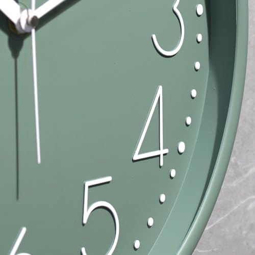 Image of Amazon Brand - Solimo 12-Inch Quartz Plastic Analog Wall Clock | Silent Sweep Movement | Pastel Shade | Embossed Numbers | Glass Cover | Green | Contemporary Design