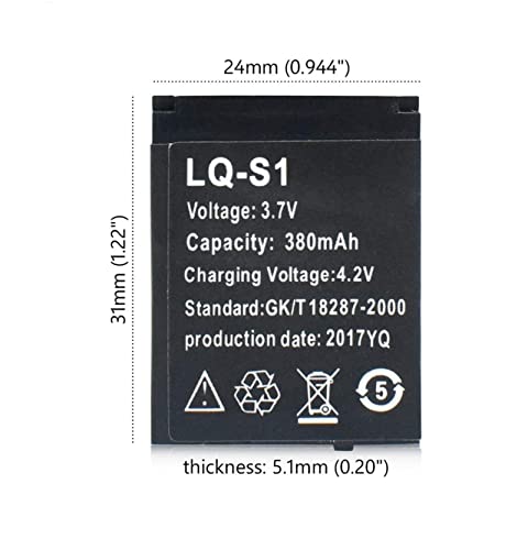LiCOPOW LQ S1 3.7v 380mAh Smart Watch Battery,Li-Ion Replacement Battery for Smart Watch DZ09 V8 Battery 2Pcs