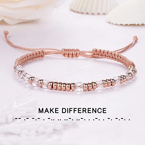 Image of Morse Code Bracelets for Women Mothers Day Gifts 2026 Graduation Gifts Mom Birthday Gift Pink Braided Bracelets Teen Trendy Stuff Inspirational Best Friend Birthday Gifts for Daughter Girlfriend Christmas Stocking Stuffers Jewelry