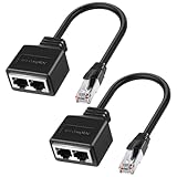Kioylmo Duplicador Rj45 Ethernet Splitter 1 a 2 Adaptador Cable Compatible con Cat5 Cat5e Cat6 Cat7, Ladrón Ethernet Extensor De Red Repetidor para Ordenador Router TV Switch (2 Piezas)