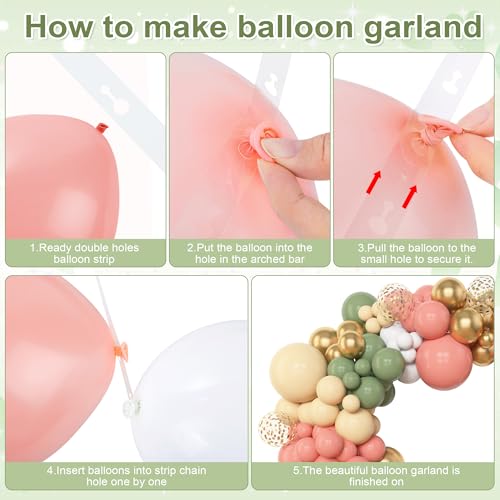 Amandir 153pcs Retro Green Pink Balloon Garland Arch Kit Different Sizes by Amandir - Used condition - Image 3