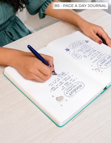Image of NEORAH -B5 PLAIN| 368 Pages - 110 Gsm | PAGE A DAY JOURNAL (25x17.5 cm)-Hardcover Unruled Notebook |Back Pocket |3 Silk Book Mark - Completely HANDMADE for Journaling,Note Taking- TEAL