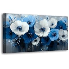 Abstract Blue and White Flowers