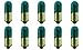 CEC Industries #44G (Green) Bulbs, 6.3 V, 1.575 W, BA9s Base, T-3.25 shape (Box of 10)