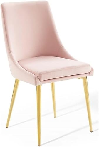Modway Viscount Performance - Silla de comedor de terciopelo con patas de acero inoxidable dorado en color rosa