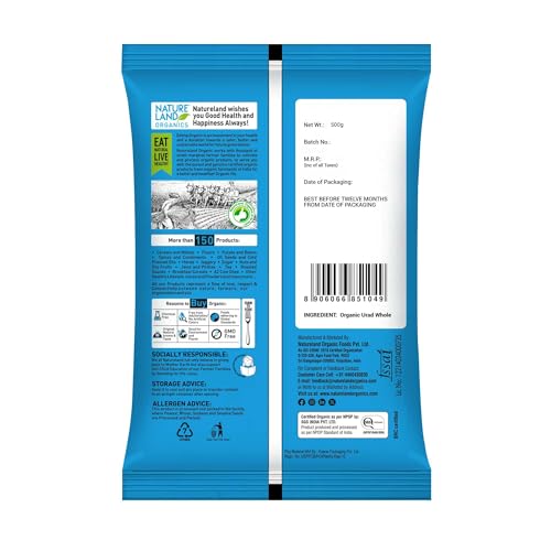 Image of Natureland Organics Urad Dal /Split Washed 500 Gm - Organic Healthy Pulses (Pack of 3)