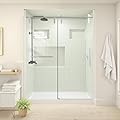 56-60 in. W x 76 in. H Single Sliding Shower Door, Frameless Glass Shower Door with 5/16 in. Tempered Clear Glass, 2 Stainless Steel Handle, Easy to Clean & Install, Chrome