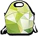 Produktbild pengxuelinshop Tragbare Lunchpaket grüne Geometrie Tragetasche Tote mit Reißverschluss Gurt Box Cooler Container Taschen