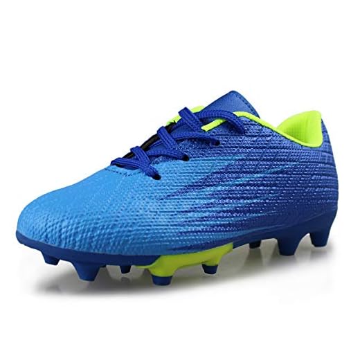 Hawkwell Athletic Outdoor/Indoor Comfortable Soccer Shoes(Toddler/Little Kid/Big Kid), Blue PU, 11 M US