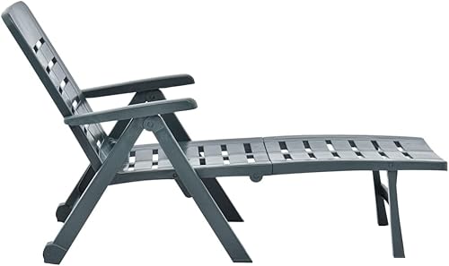 Miniatura 4 de DGZLIIO Tumbona plegable silla de salón al aire libre respaldo ajustable muebles de patio para jardín patio cubierta de piscina verde plástico