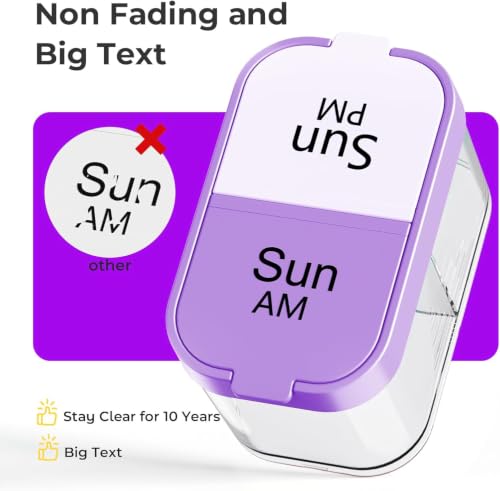 Image of Odaro Extra Large Weekly Pill Organizer, XL Pill Box 7 Day Am Pm, Jumbo Medicine Organizer 2 Times A Day to Hold Daily Medicine Vitamin and Supplements - Purple