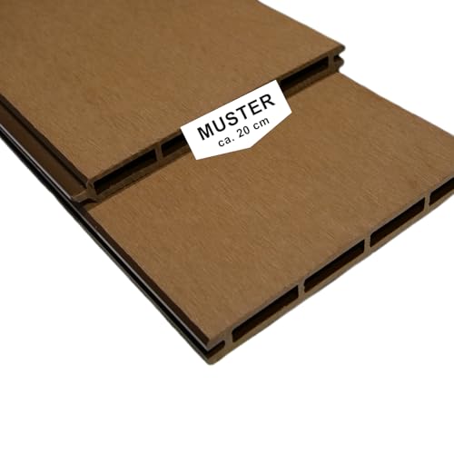 Woodstore24 WoodoZaun Muster ca. 20 cm - Braun - WPC Sichtschutzzaun - Steckzaun - Pflegeleicht & Wetterfest - Breite: 200 mm, Stärke: 20 mm