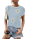 Picture of Women Knit Sweater Tops Cap Sleeve Summer Top 2026 Sleeveless Tank Tops Fashion Trendy Tshirts Clothes Fall Vest Light Blue
