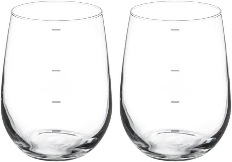 Wine Glass Gift Portion Control Discreet Measuring Cup 4 8 12 and 16 Ounces (17 oz Stemless) (Pack of 2)