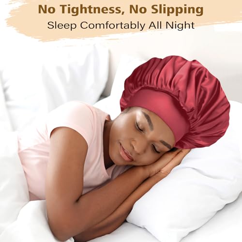 image for Adubor Silk Bonnet for Sleeping Women Men - Larger Double Layer Satin 